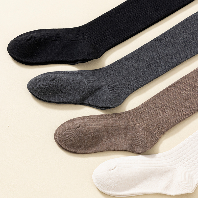 Ennåls bomull sexiga svarta knähöga strumpor för damer