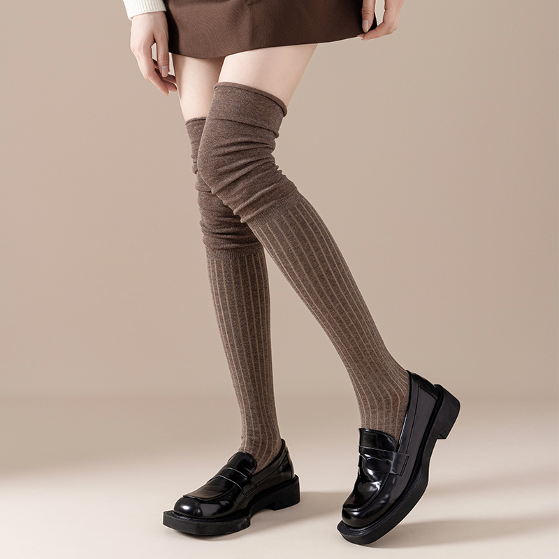 Ennåls bomull sexiga svarta knähöga strumpor för damer