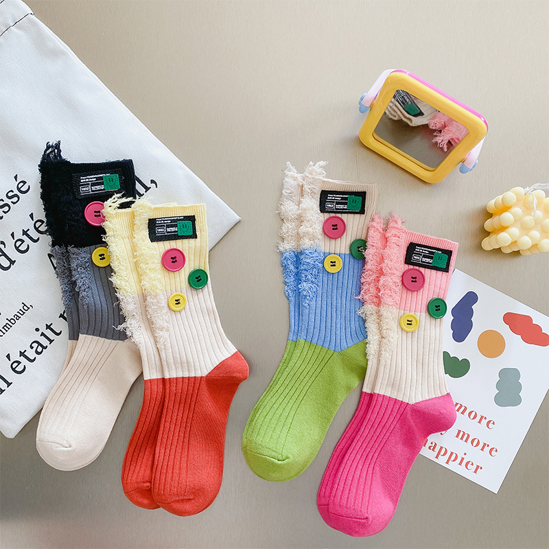 Button tiggare colorblock strumpor
