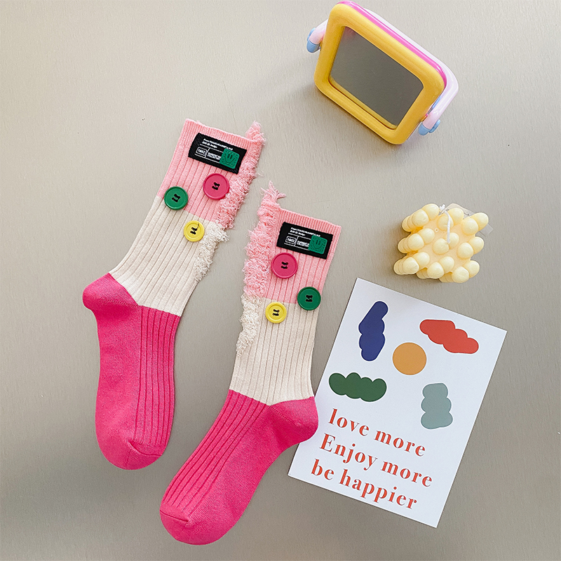 Button tiggare colorblock strumpor