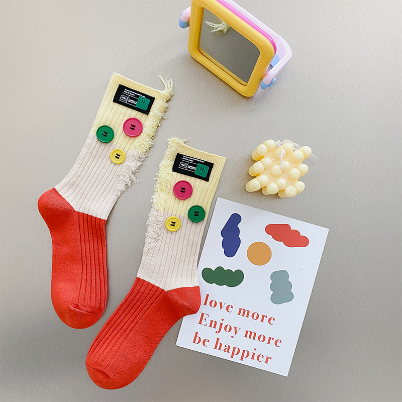 Button tiggare colorblock strumpor
