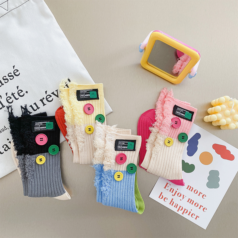Button tiggare colorblock strumpor