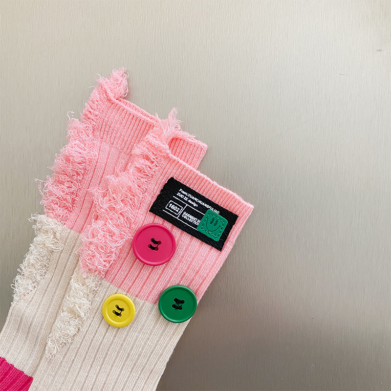 Button tiggare colorblock strumpor